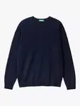 Свитер Benetton Wool V-Neck, темно-синий - фото 3