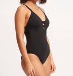V цельный женский купальник в черном глубоком цвете Seafolly - фото 3
