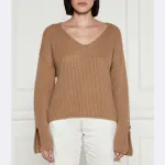 Свитер свободного кроя из кората Pinko, бежевый - фото