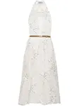 Шелковое платье миди с цветочной вышивкой Prada, белый - фото