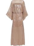 Шелковое платье макси с пайетками Brunello Cucinelli, бежевый - фото