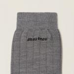 Шелковые носки Miu Miu, серый - фото 3
