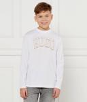 Лонгслив детский Hugo Kids хлопковый с логотипом, белый - фото