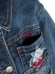 Monnalisa джинсовая куртка Cherry с баской, синий - фото 3