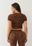 Футболка True Religion LEOPARD CRYSTALS SS BABY TEE, Brown - фото 3