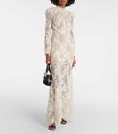 Платье макси с кружевом и декором Self-Portrait, белый - фото 2