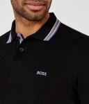 Поло мужское Boss Green с длинным рукавом и окантовкой ворота, черный - фото 4