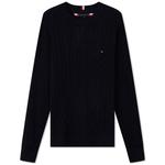 Вязаный свитер с круглым вырезом Tommy Hilfiger, темно-синий - фото