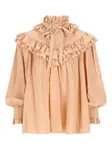 Блузка с оборками CHLOÉ, коричневый - фото