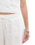 Широкие брюки в стиле льна Emory Park белого цвета - фото 5