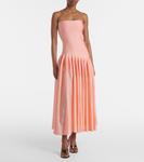 Платье макси без бретелек со складками Alaïa, Peche - фото 2