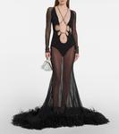 Платье с вырезом и перьевым декором The Attico - фото 2