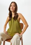 Топ TISSUED HALTER NECK TANK Koton, хаки - фото 2