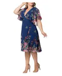 Платье коктейльное Plus Size Breezy Border Print Kiyonna, синий - фото 4