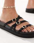 Сандалии Stradivarius с пряжкой черного цвета - фото 2