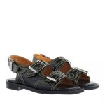 Сандалии в стиле вестерн с вышивкой Ganni, черный - фото