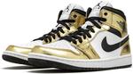 Nike Jordan 1 Mid Metallic Gold White Men's, Metallic Gold Black White - фото 2