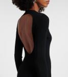 Рубчатое макси-платье с вырезом Rotate, Black - фото 5