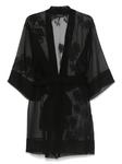 Халат из органзы с кружевом Carine Gilson, черный - фото 2