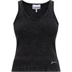 Рибленый топ GANNI, черный - фото