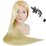 Тренировочная головка с бюстом Ula 80 см блондинка, термоволосы + ручка, парикмахерская насадка для расчесывания, тренировочная насадка, Calissimo, блонд - фото