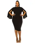Платье Plus Size Clementine с разрезом на рукаве L I V D, черный - фото