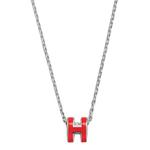 HERMES Колье POP H Collection Metal, Palladium Plated, женское, красное - фото 6
