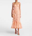 Платье миди из льна и шелка Dawning Zimmermann, Coral - фото 2