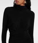 Платье миди из джерси со сборками Saint Laurent, Noir - фото 4