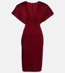 Платье миди из атласа с драпировкой Stella Mccartney, цвет ruby - фото