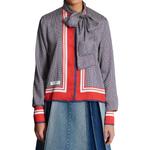 Рубашка с бантом и принтом Monogram BALMAIN, мультиколор - фото 7