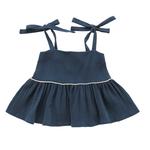 Детский топ с пеплумом и завязками Omamimini, темно-синий - фото 2