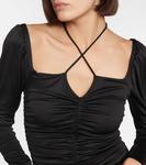 Топ из джерси с рюшами GANNI, черный - фото 4