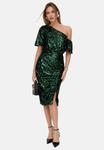 Платье Lily & Lionel NOLA ASYMMETRIC OFF SHOULDER SEQUINS MIDI, Green - фото