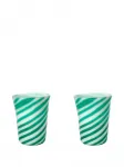 Набор полосатых стаканов (на двоих) Bitossi Home, зеленый - фото