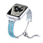 Браслет IBOANN совместим с Apple, нержавеющая сталь, с бриллиантами и двойной цепью, светло-голубой - фото 2