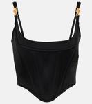 Декорированное атласное бюстье Medusa '95 VERSACE, черный - фото