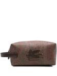 ETRO несессер с вышитым логотипом, коричневый - фото