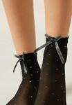 Носки Calzedonia 30 DENIER GLITTER AND BOWS, Black/Mottled Dark Grey - фото 3