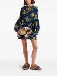 Платье мини с рукавами колокол и цветочным принтом La DoubleJ, синий - фото 2