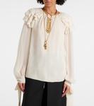 Шелковая блузка с оборками Chloé, Dusty White - фото 5