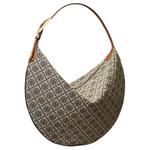 TORY BURCH Тканевая сумка полумесяц с монограммой T - фото