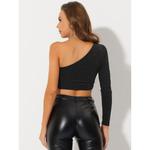 Укороченный блестящий топ ALLEGRA K, темно-зелен - фото 2