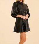 Черное платье с буфами из искусственной кожи DOLCE CABO - фото 2