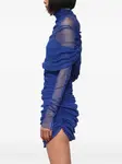 Прозрачное драпированное мини-платье Christopher Esber, синий - фото 4