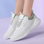 Низкие кроссовки для бега женские бело-зеленые Binary - фото 7