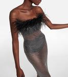 Платье миди с отделкой из перьев Giuseppe di Morabito, черный - фото 6