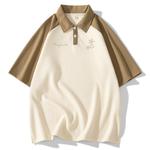 Поло унисекс хлопок, бежево-абрикосовый/светло-голубой - фото 6