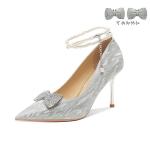 Ainer-cat Ainer cat Slim Heel High Heels 8cm Women's Silver - фото