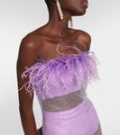 Платье миди с отделкой из перьев Giuseppe di Morabito, фиолетовый - фото 4